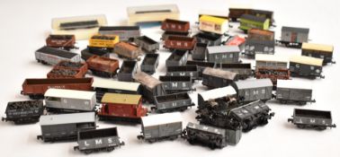 Fifty-six Graham Farish, Lima or similar N gauge model railway goods wagons, brake vans etc