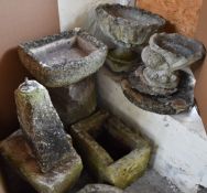 Stone blocks, ornamental jardinières etc