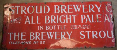 Vintage enamel advertising sign 'Stroud Brewery 