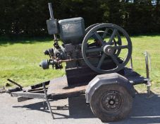 Ruston Hornsby 6AP hopper cooled petrol side shaft stationary engine, on road trailer PLEASE NOTE