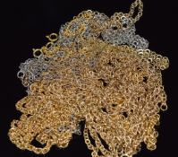 A collection of yellow metal chains
