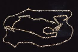 Victorian 9ct gold necklace made up of faceted links and a 9ct gold Victorian watch chain, 14.3g
