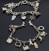 Thomas Sabo charm bracelet and a Links of London silver charm bracelet with 9 silver charms (62.7g)