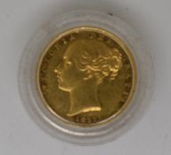 1853 Queen Victoria gold full sovereign, shield reverse