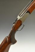 Lanber 12 bore over and under ejector shotgun with engraved lock, trigger guard, underside, top