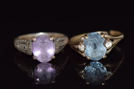 A 9ct gold ring set with paste (3.4g) and a silver ring