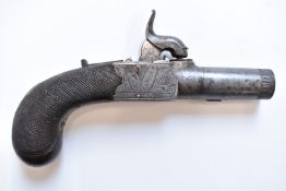 Henry Nock of London percussion hammer action pocket pistol with named and engraved lock, engraved
