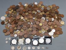 An amateur UK coin collection, Queen Victoria onwards, very small silver content, in vintage