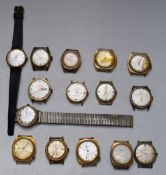 Fifteen gentleman's wristwatches including Timex, Systema, Talis, Calverta, Newmark, Freba etc,