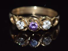 A 9ct gold ring set with an amethyst and cubic zirconia, 2.8g, size O/P