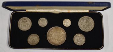 Cased set of 1937 George VI silver coinage