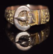 Victorian 9ct rose gold buckle ring, Chester 1900, 2.6g, size M