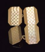 A pair of 9ct gold cufflinks with engine turned decoration, in Asprey box, 4.4g