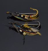 Two fly fishing brooches