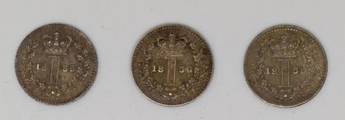 Three William IV Maundy pennies comprising two 1836 and an 1835