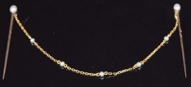 Victorian cape/ cloak pin set with pearls