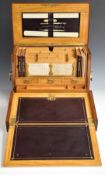 Victorian country house stationery box with burr walnut exterior, satinwood interior and Bramah
