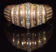 A 9ct gold ring set with diamonds, 3.4g, size O