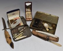 Bijouterie and collectables including hallmarked silver vesta, St. John Ambulance service awards,