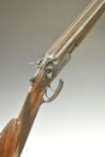 Unnamed English 12 bore side by side hammer action shotgun with engraved lock, hammers, trigger