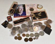 A quantity of modern crowns and UK coinage, Queen Victoria onwards, very small silver content, a
