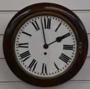 Late 19thC dial wall clock with platform escapement and 25cm painted Roman dial, with key