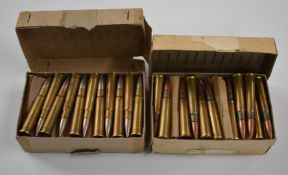 Ninety-eight Winchester and similar .303 rifle cartridges, in two original boxes.  PLEASE NOTE