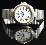 Dunhill gentleman's wristwatch with date aperture, black hands and roman numerals, white dial and