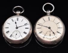 Two hallmarked silver pocket watches, one by G Bryson of London, both with inset subsidiary