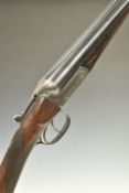 George Gibbs 12 bore side by side shotgun with scrolling engraving to the locks, trigger guard,