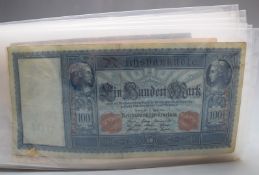 An album containing a world banknote collection including German hyperinflation, Egyptian British