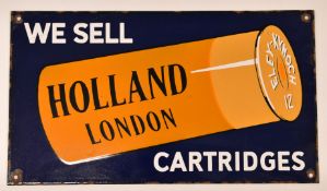 Holland London shotgun cartridges enamel shop display or advertising sign 'We Sell Holland London
