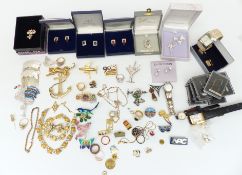 A collection of costume jewellery silver Norway pin, rings including carved coral, mother of pearl