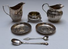 Victorian and later hallmarked silver and white metal items comprising Victorian jug with wrythen