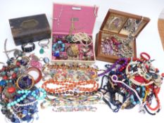 A collection of costume jewellery including necklaces, etc