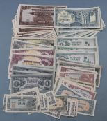 A collection of over ninety WW2 Japanese occupation puppet state banknotes