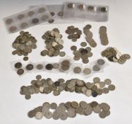 A large quantity of UK shillings, florins, half crowns etc, cupronickel and silver, approximately