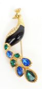 Christian Dior brooch in the form of a peacock, 9 x 2.5cm