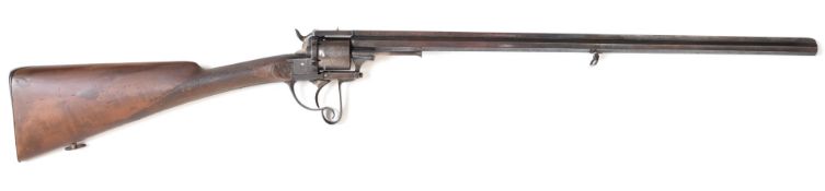 Lefaucheux of Belgium 15mm six-shot double action pinfire revolver or revolving rifle with