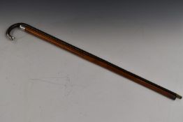 Victorian hallmarked silver topped malacca walking cane, London 1881 and a hallmarked silver mounted