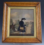 19thC felt appliqué and watercolour collage picture, probably by G Smart, depicting Mr Bright,