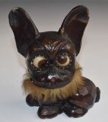 Novelty German dog clock, the eyes giving hours and minutes, H16cm