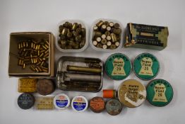 A collection of rifle ammunition, air rifle pellets, percussion caps etc including .44 and Eley No.3