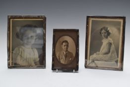 Pair of hallmarked silver photograph frames to suit 7x5 inch photographs together with a similar