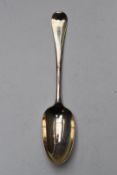 George II bottom hallmarked silver Hanoverian rat tail pattern table spoon, London 1756, maker