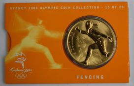 Sydney 2000 Olympic 5 dollar coin 15 of 28 Fencing, in original presentation pack, effigy by Ian