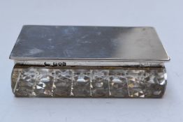 Edward VII hallmarked silver lidded and cut glass triple stamp case or box, London 1905, maker