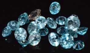 18 round cut loose blue zircons, 7.2g