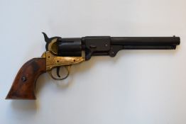 BKA Remington style blank firing six shot single action percussion revolver with brass style