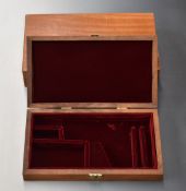 Two wooden pistol or revolver cases or display boxes, both with velvet lined fitted interiors,